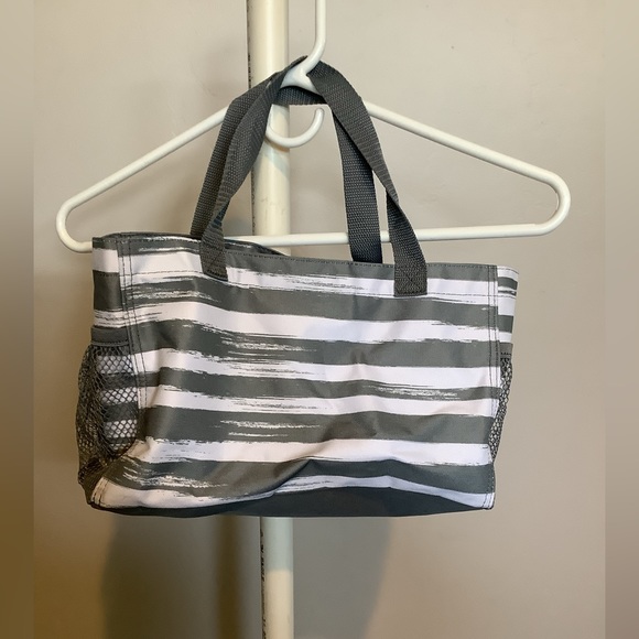 Thirty One All In Organizer Mini Tote in Grey Brush Strokes - Gently Used - Picture 1 of 3